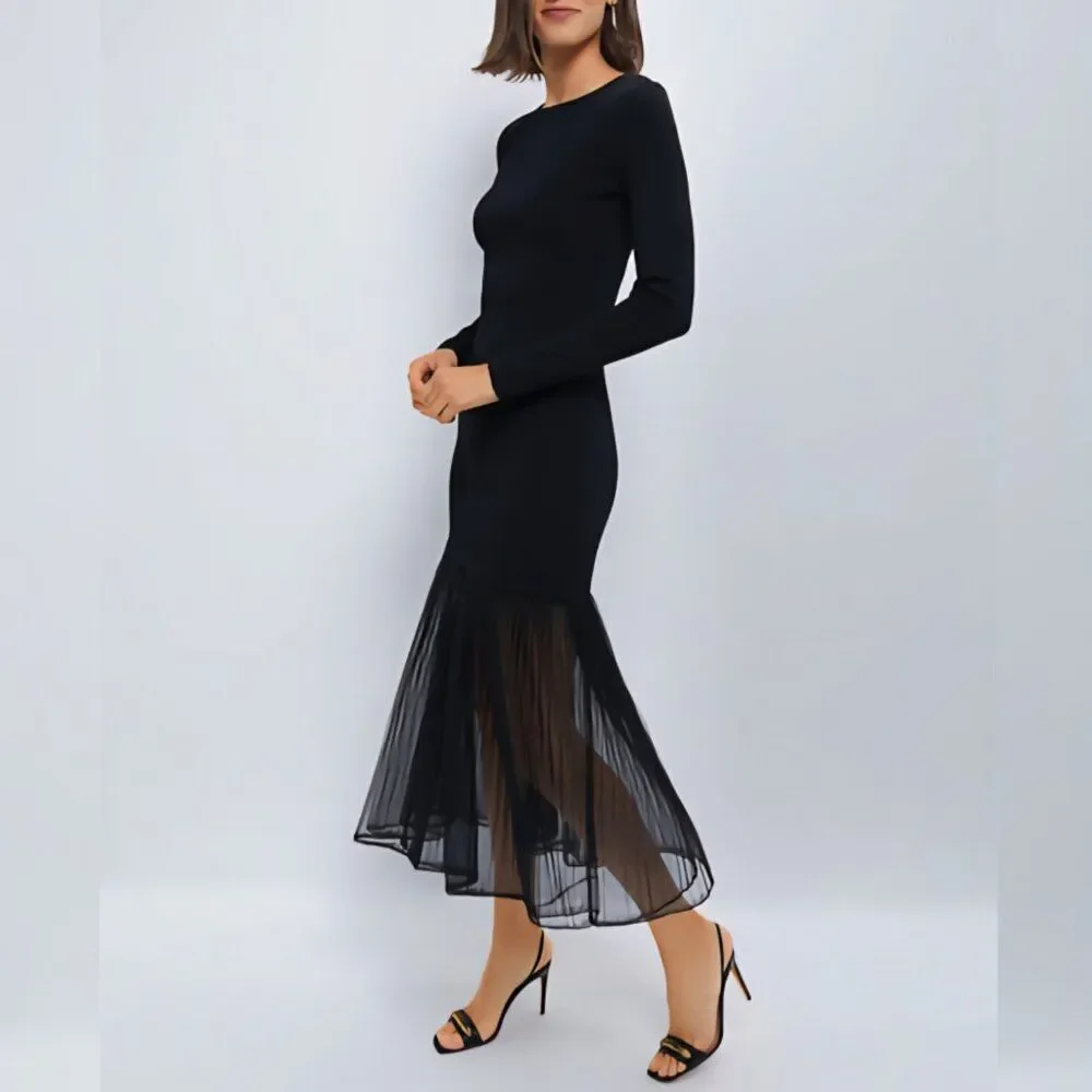 NWT Tuckernuck - M Hyacinth House Black Knit Gwendolyn Maxi Dress - Picture 4 of 9